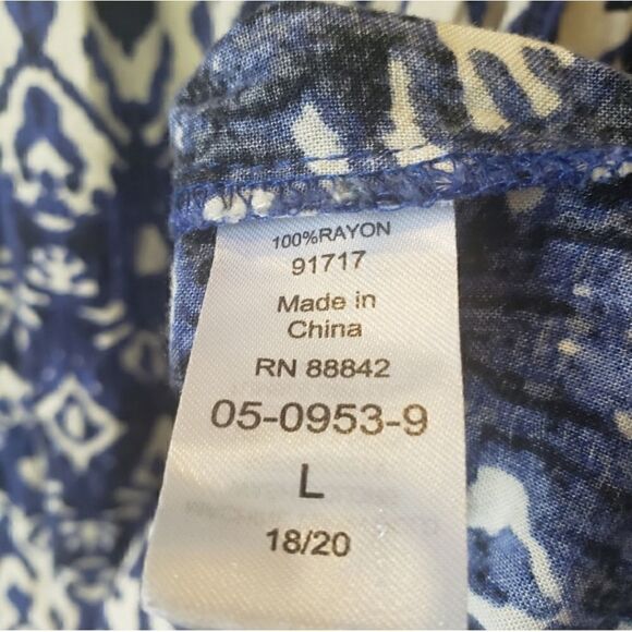 ELLOS Beaded Neckline Batik Print Popover Dress - Picture 6 of 9